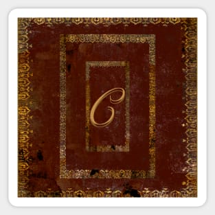 Old Leather Look Book Cover Monogrammed Letter C Sticker